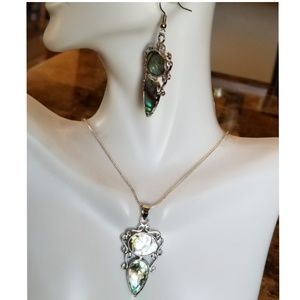 Abalone Pendant and Earring Set 1.75"